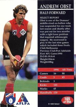1995 Select AFL #105 Andrew Obst Back